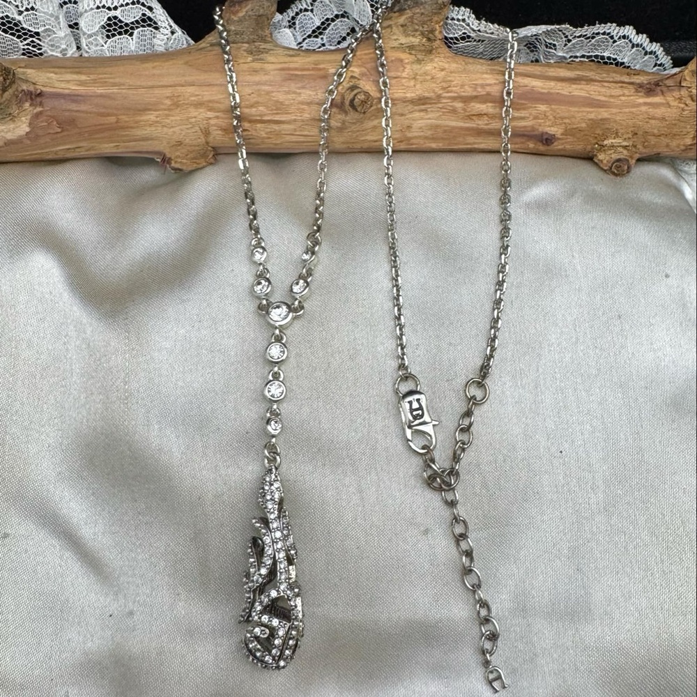 Elegant Silver Necklace with Crystal Accents Aigner vintage necklace